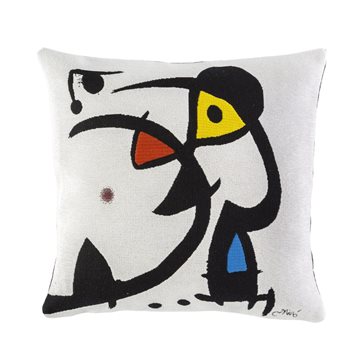 Poulin design Miro pude (8673), Deux personnages hantés par un oiseau, 45x45 cm